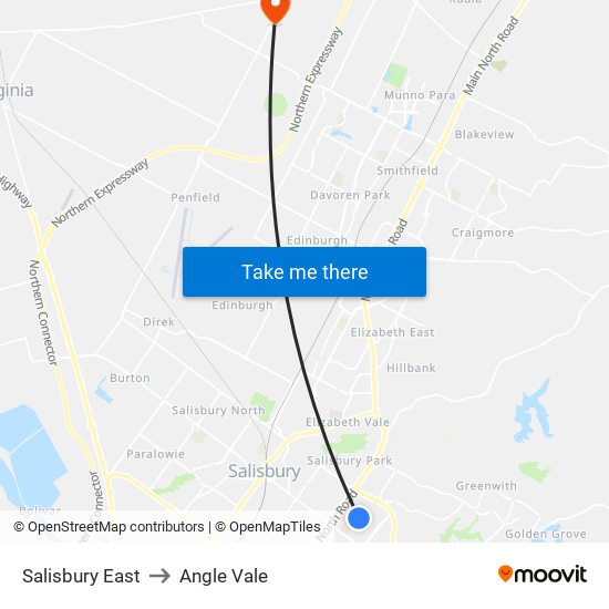 Salisbury East to Angle Vale map