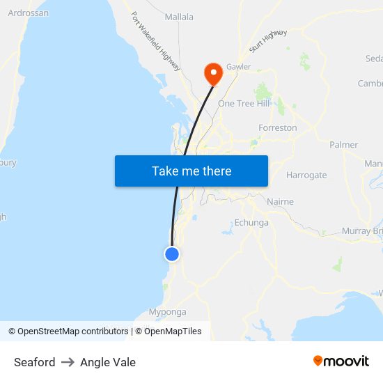 Seaford to Angle Vale map