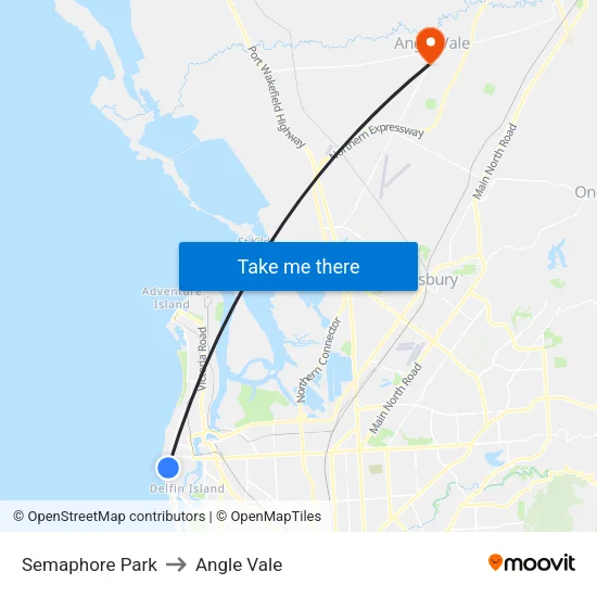 Semaphore Park to Angle Vale map