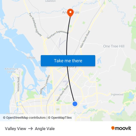 Valley View to Angle Vale map