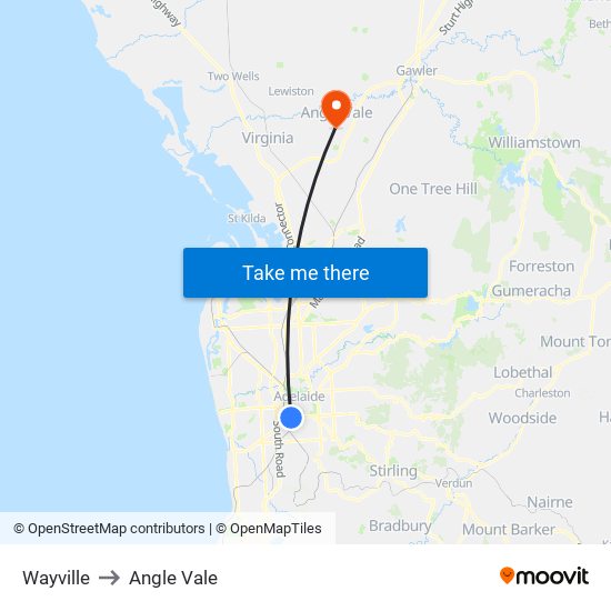Wayville to Angle Vale map