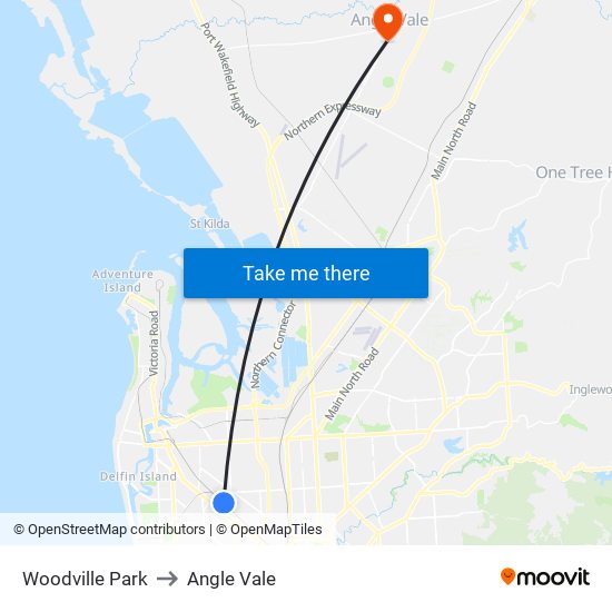 Woodville Park to Angle Vale map