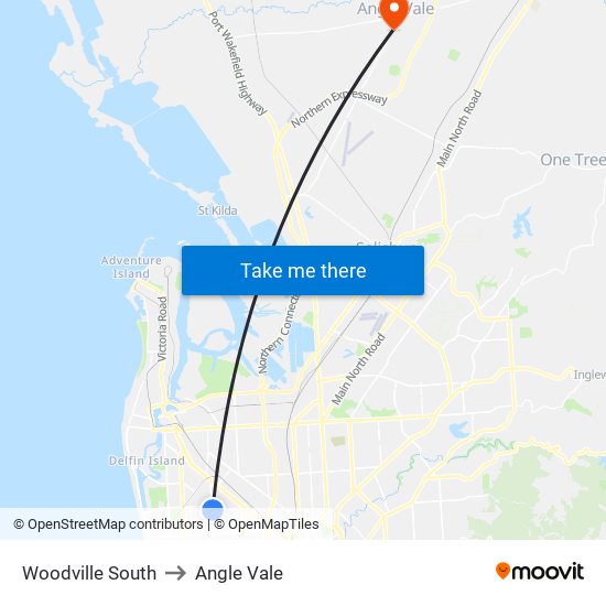 Woodville South to Angle Vale map