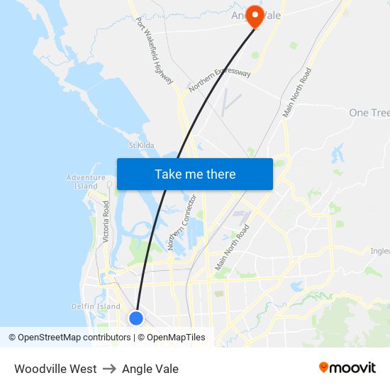 Woodville West to Angle Vale map