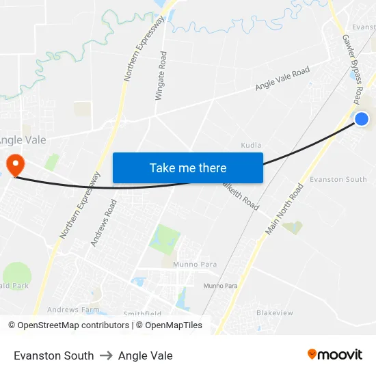 Evanston South to Angle Vale map