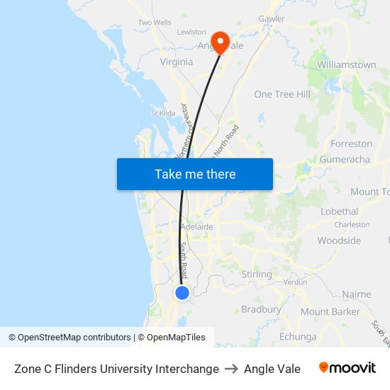 Zone C Flinders University Interchange to Angle Vale map