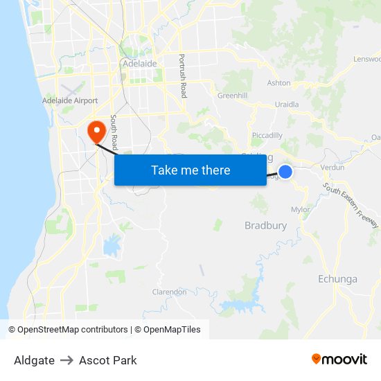 Aldgate to Ascot Park map