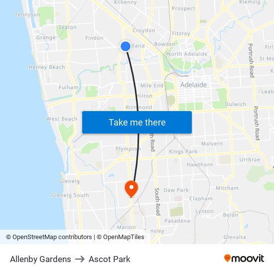 Allenby Gardens to Ascot Park map