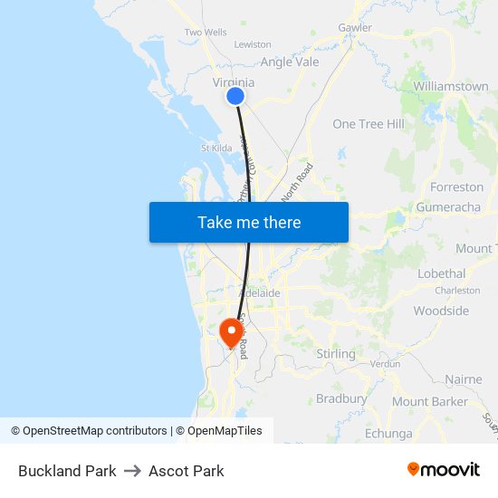 Buckland Park to Ascot Park map