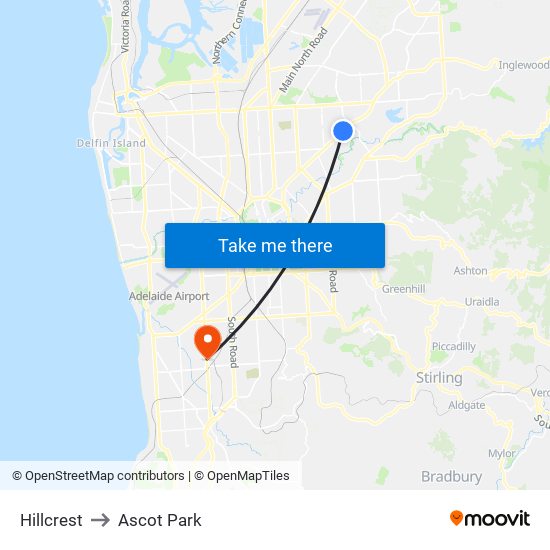 Hillcrest to Ascot Park map