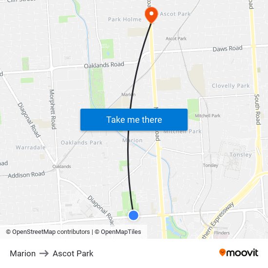 Marion to Ascot Park map