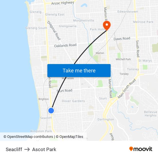 Seacliff to Ascot Park map