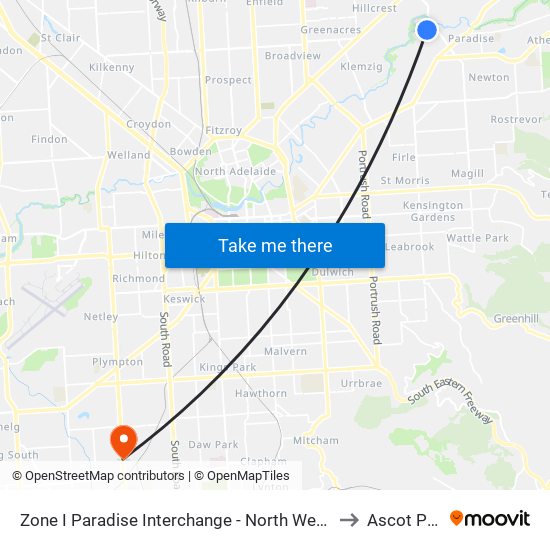 Zone I Paradise Interchange - North West side to Ascot Park map