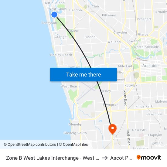 Zone B West Lakes Interchange - West side to Ascot Park map