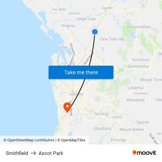 Smithfield to Ascot Park map