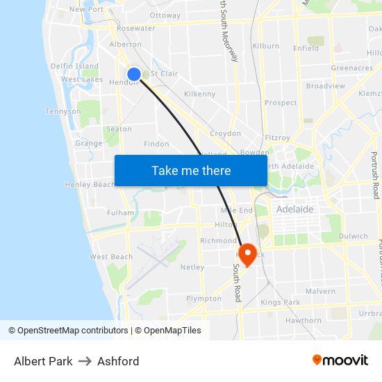 Albert Park to Ashford map