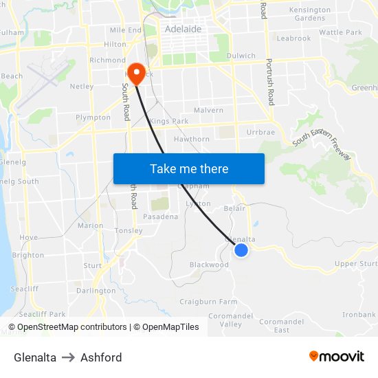 Glenalta to Ashford map