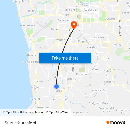 Sturt to Ashford map