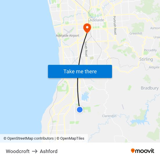 Woodcroft to Ashford map