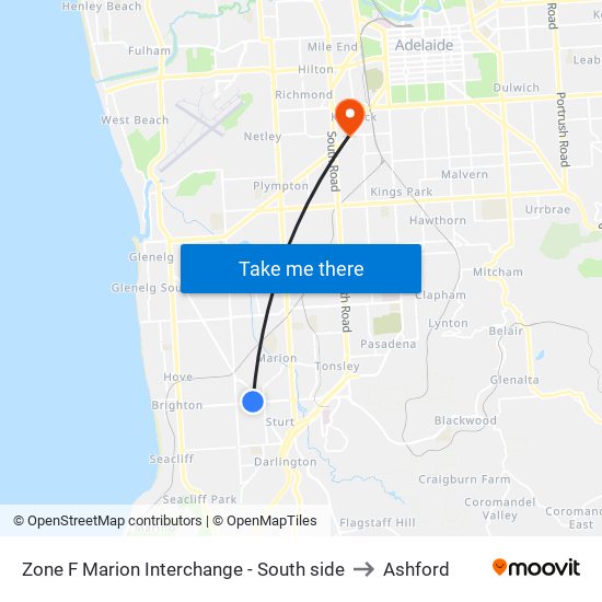 Zone F Marion Interchange - South side to Ashford map