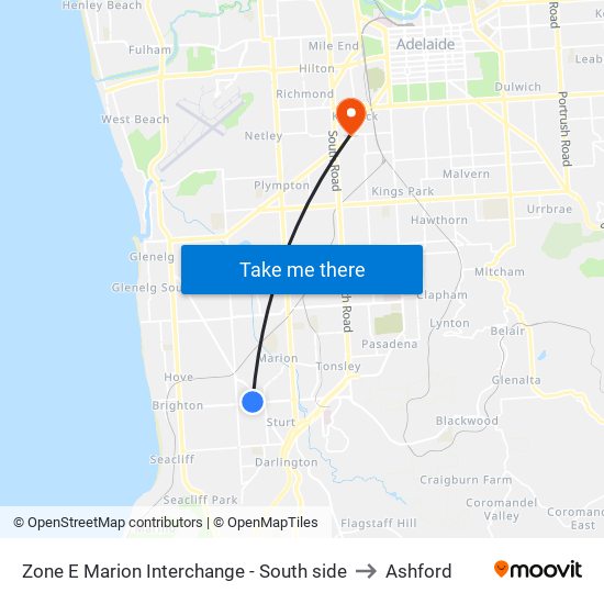 Zone E Marion Interchange - South side to Ashford map