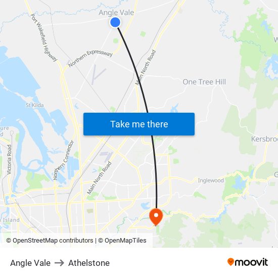 Angle Vale to Athelstone map