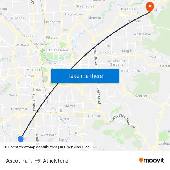 Ascot Park to Athelstone map