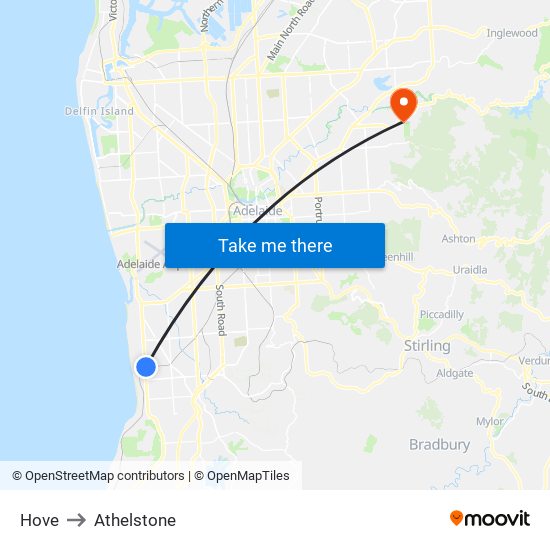 Hove to Athelstone map