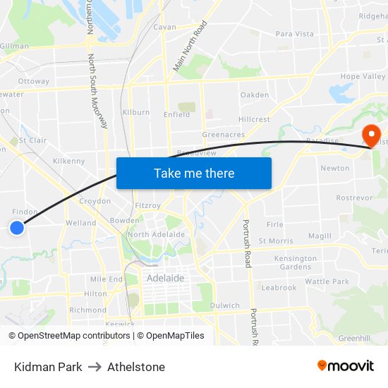 Kidman Park to Athelstone map