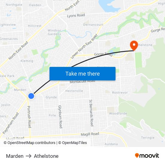 Marden to Athelstone map