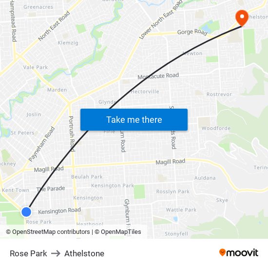 Rose Park to Athelstone map