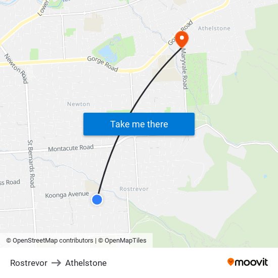 Rostrevor to Athelstone map