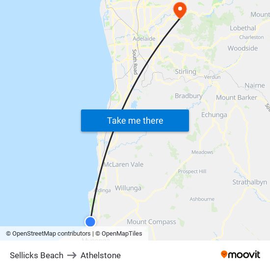 Sellicks Beach to Athelstone map