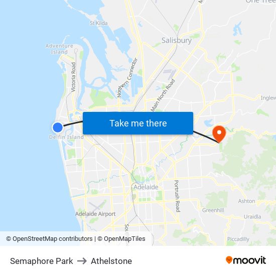 Semaphore Park to Athelstone map