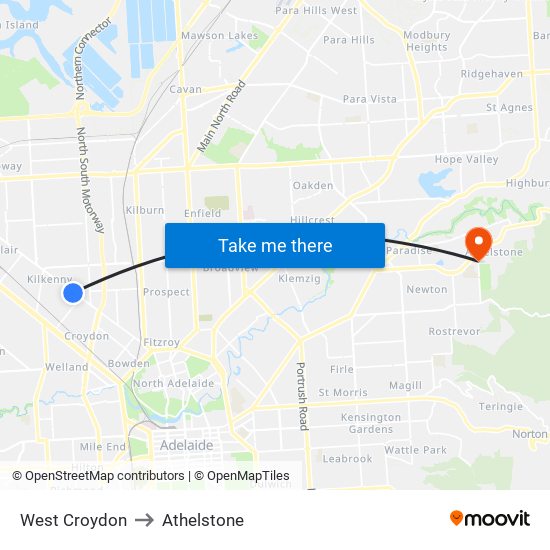 West Croydon to Athelstone map