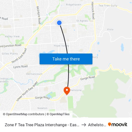 Zone F Tea Tree Plaza Interchange - East side to Athelstone map