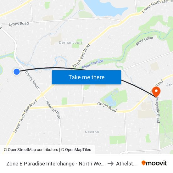 Zone E Paradise Interchange - North West side to Athelstone map