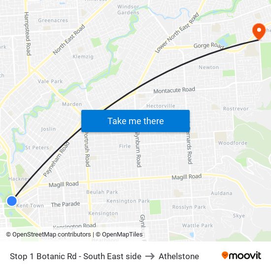 Stop 1 Botanic Rd - South East side to Athelstone map