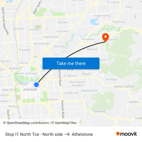 Stop I1 North Tce - North side to Athelstone map