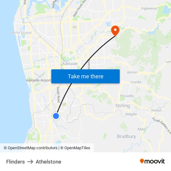 Flinders to Athelstone map