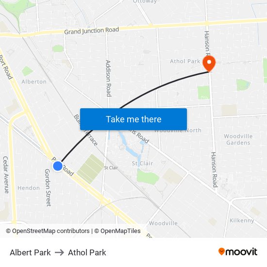 Albert Park to Athol Park map