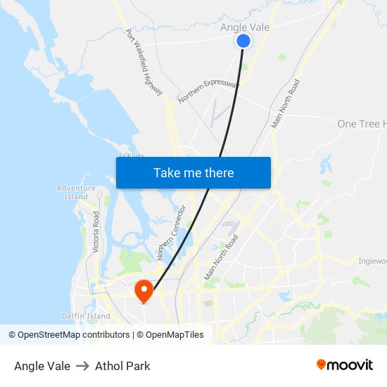 Angle Vale to Athol Park map