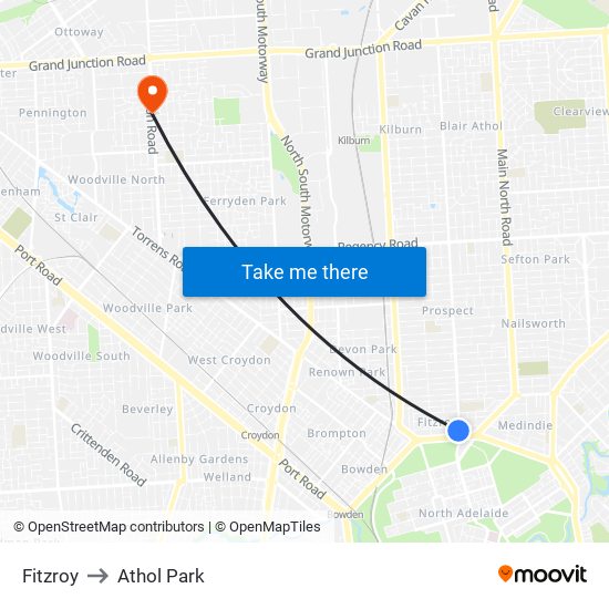 Fitzroy to Athol Park map