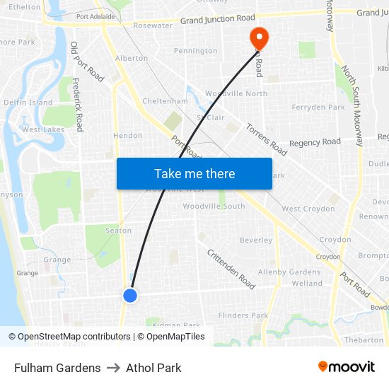 Fulham Gardens to Athol Park map