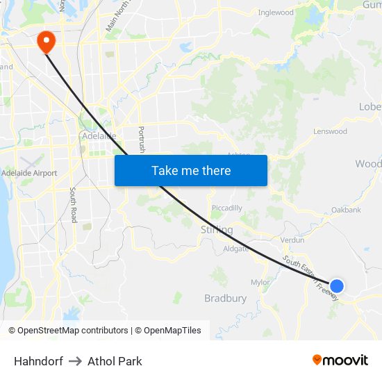 Hahndorf to Athol Park map