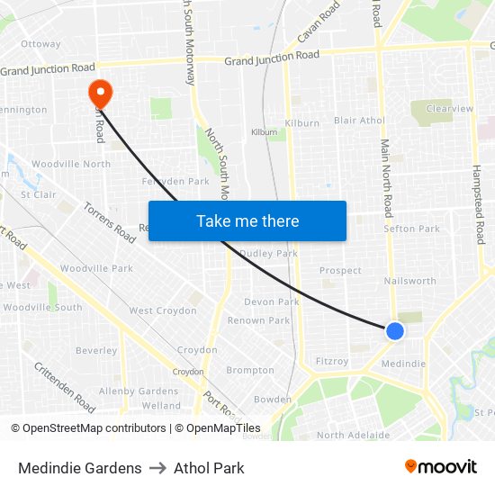 Medindie Gardens to Athol Park map