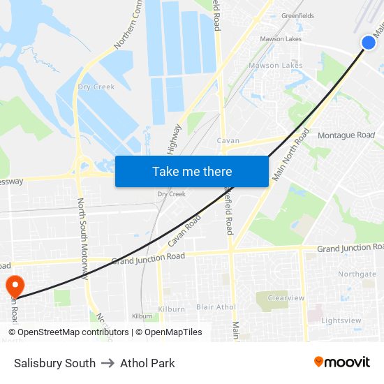 Salisbury South to Athol Park map