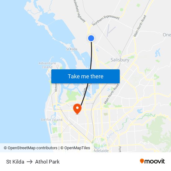 St Kilda to Athol Park map