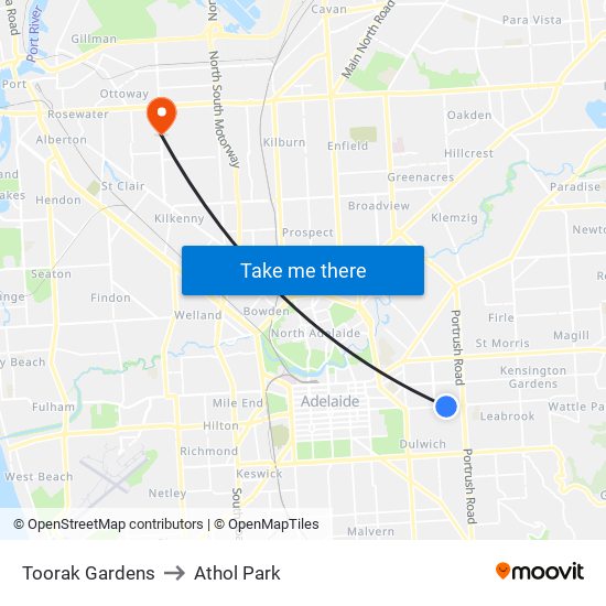 Toorak Gardens to Athol Park map