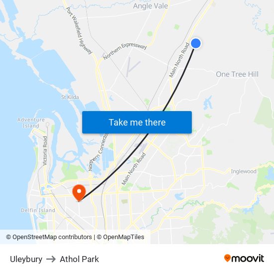 Uleybury to Athol Park map